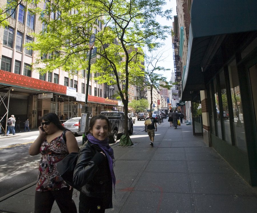 woman walking to work in tribeca new york cropped