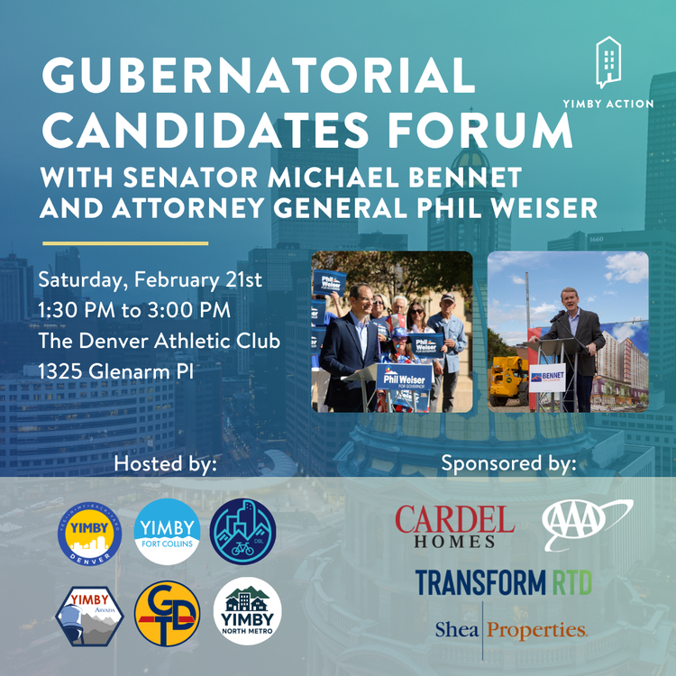 Find out how Colorado’s leading gubernatorial candidates differ on the issues of most concern to the urbanist community. A must attend!