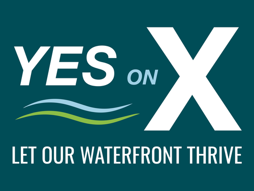 Logo for the Yes on X campaign for the City of Sausalito